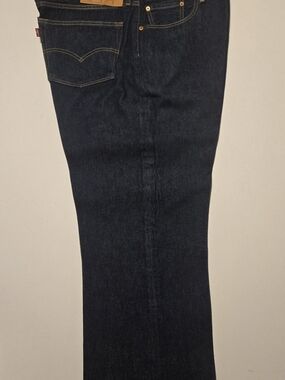 Levis 501 Jeans Mens 44x34 Dark Wash Blue Straight Leg Button Fly Big & Tall